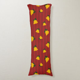 Holiday Red Gold Stripe Bells Jul Kroppskudde