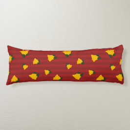Holiday Red Gold Stripe Bells Jul Kroppskudde