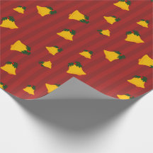 Holiday Red Gold Stripe Bells Jul