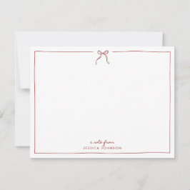 Holiday Red Stripes Bow Note Card Inbjudningar
