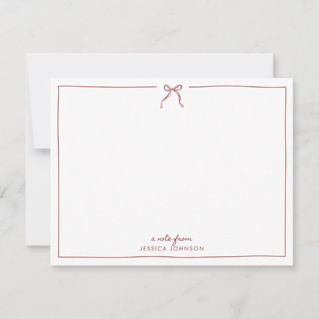 Holiday Red Stripes Bow Note Card Inbjudningar (Framsida)