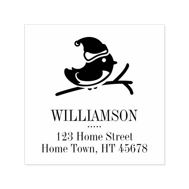 Holiday Robin Fyrkantig Returadress Självfärgande Stämpel (Design)