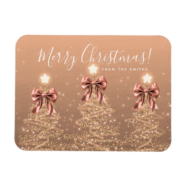 Holiday Rose Gold Christmas Trees Greeting  Magnet (Horisontell)