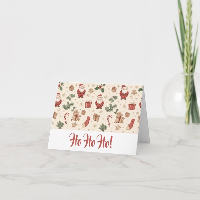 Holiday Santa Card – Folded Watercolor Design Tack Kort (Framsida)