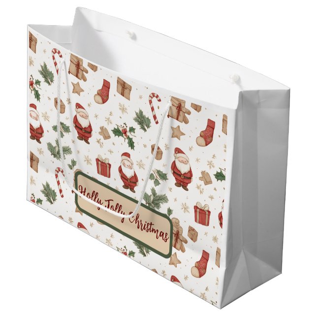 Holiday Santa Gift Bag – Whimsical Design (Framsidan Vinklad)