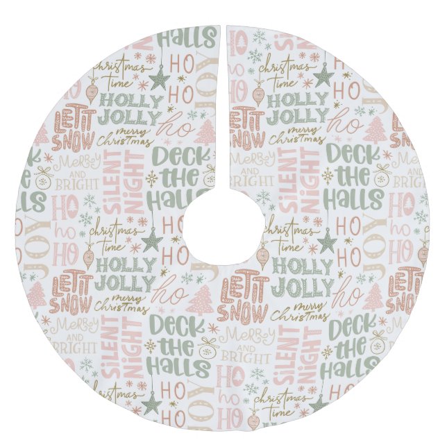 Holiday Sayings & Symbols in Soft Seasonal Tones Julgransmatta Borstad Polyester (Framsidan)