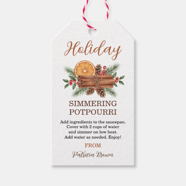 Holiday Simmering Potpourri Personalized Presentetikett (Framsidan)