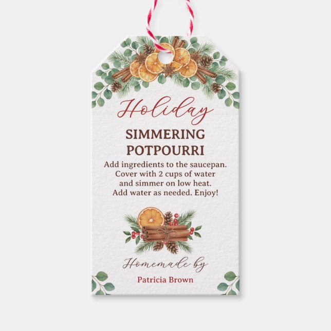 Holiday Simmering Potpourri Recipe  Presentetikett (Framsidan)