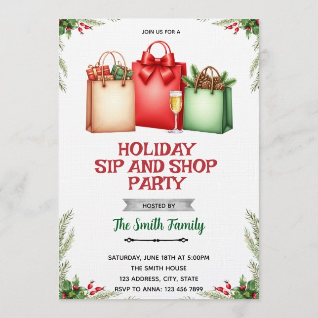 Holiday Sip and Shop Invitation Inbjudningar (Framsida)