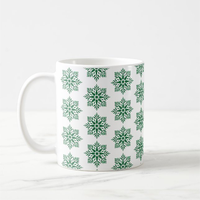 Holiday Snowflake Plaid Pattern Green Kaffemugg (Vänster)
