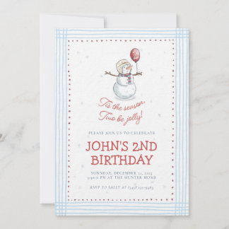 Holiday Snowman 2nd Birthday Invitation  Inbjudningar