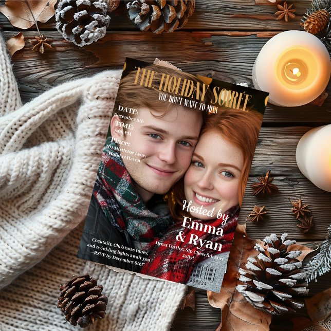 Holiday Soirée Magazine Omslagsfoto Inbjudningar (The Holiday Soirée Magazine Cover Photo Invitation)