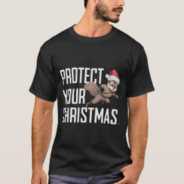 Holiday Squirrel Ninja with Santa Hat T Shirt