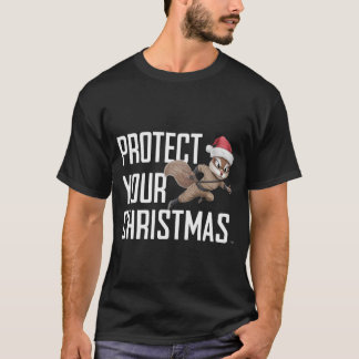Holiday Squirrel Ninja with Santa Hat T Shirt
