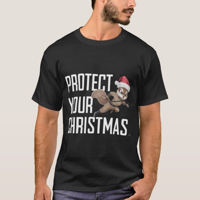 Holiday Squirrel Ninja with Santa Hat T Shirt (Framsida)