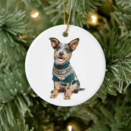 Holiday Sweater Cattle Dog Julgransprydnad Keramik
