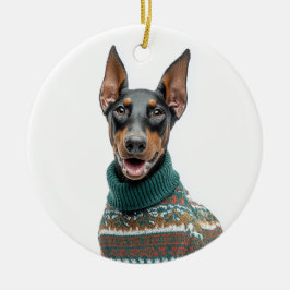 Holiday Sweater Doberman Julgransprydnad Keramik