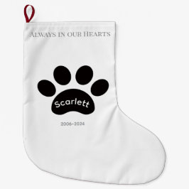Holiday Tribute with Black & White Paw Prints Stor Julstrumpa
