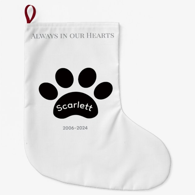 Holiday Tribute with Black & White Paw Prints Stor Julstrumpa (Framsidan)