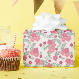 Holiday & Valentine Floral Pattern on Light Pink Presentpapper