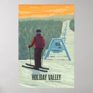 Holiday Valley NY Skidort Resoraffisch Poster