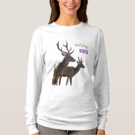 Holiday Vibes Deers Long Sleeves Top T Shirt