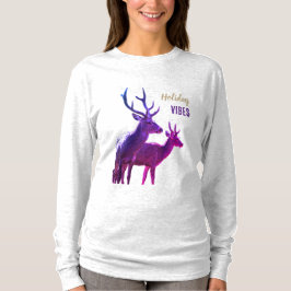 Holiday Vibes Deers Long Sleeves Top T Shirt