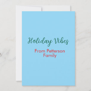 Holiday Vibes röd jul lägga till familjenamn datum Julkort