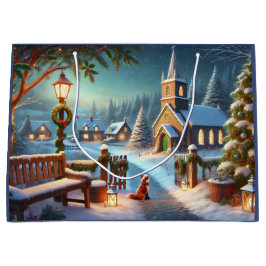 Holiday Village Scene Gift Bag