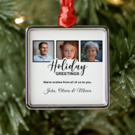 Holiday White 3 Photo Glitter Effect Christmas Julgransprydnad Metall
