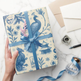 Holiday & Winter Mahjong Toile Wrapping Paper Presentpapper