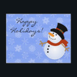 Holiday Winter Snowman Christmas Postcards Helg Vykort<br><div class="desc">Send your holiday greetings with these affordable and festive classic snowman Christmas postcards.</div>