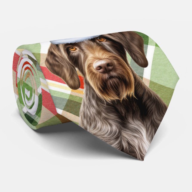 Holiday Wirehaired Pointer Hund Plaid Jul Slips (Rullad)