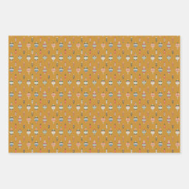 Holiday Wrapping Paper Flat Sheet Set of 3