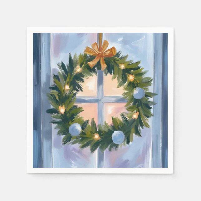 Holiday Wreath Christmas Watercolor Pappersservett (Framsidan)