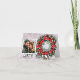 Holiday Wreath Photo Template Merry Christmas Helgkort