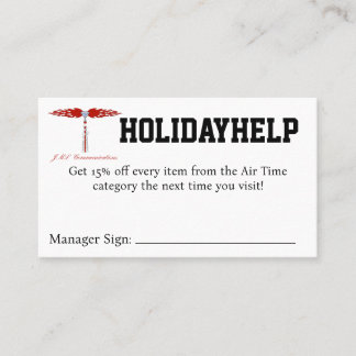 HOLIDAYHELP Coupon Visitkort