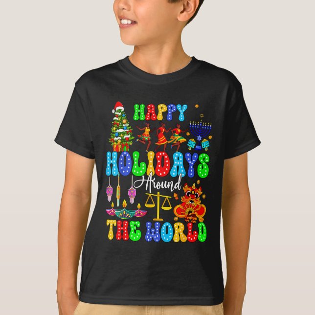 Holidays Around World Xmas Hanukkah Kwanzaa Diwali T Shirt (Framsida)