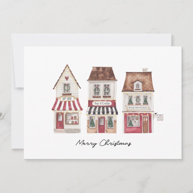 Holidays card with Christmas gift stores Inbjudningar (Framsida)