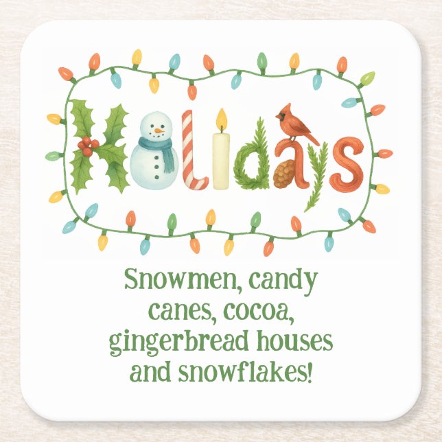 Holidays designed Christmas Underlägg Papper Kvadrat (Framsidan)