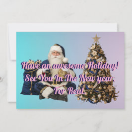 Holidays greeting with Tree And Santa claus Julkort