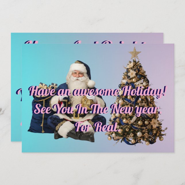 Holidays greeting with Tree And Santa claus Julkort (Fram/baksida)