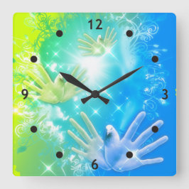holiES - Flies Händer Pigeons ART Fyrkantig Klocka