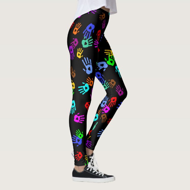 holiES - händer färgad mönster 1 + din backgr. Leggings (Höger)