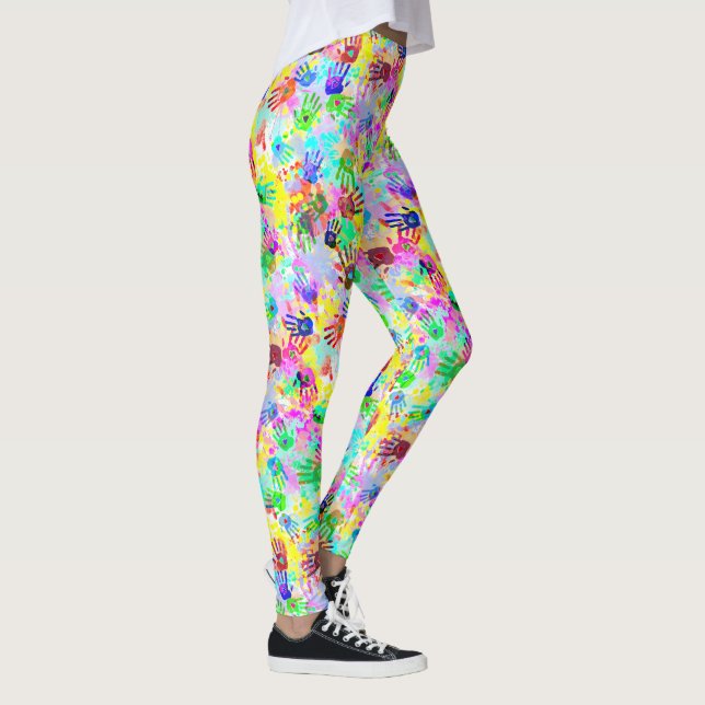 holiES - händer stänk färgad  grunge mönster 2 Leggings (Höger)