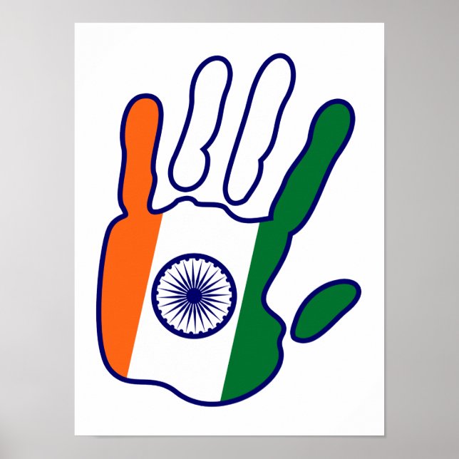 holiES - India Flagga Hand - be a fläkt Poster (Framsidan)