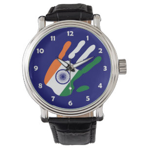 holiES - India Flagga Hand - det är din tid Armbandsur