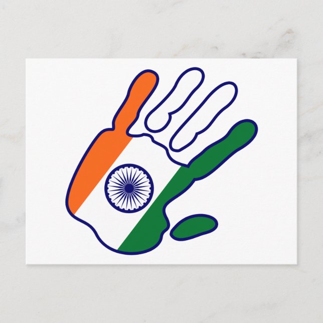 holiES - India Flagga Hand Vykort (Framsida)