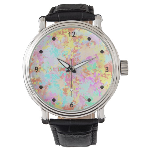 holiES - Stänk sömlös mönster pastel 1 Armbandsur (Framsida)