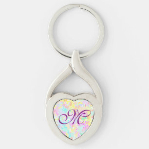 holiES - Stänk sömlös mönster pastel 1 Twisted Heart Silverfärgad Nyckelring
